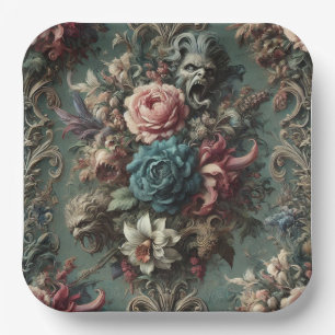 A Deranged Dirge – Gothic Floral Design Paper Plate