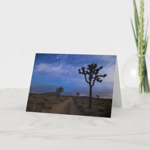 A Desert Road and Joshua Trees at Night Card