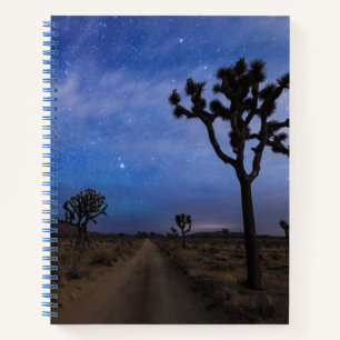 A Desert Road and Joshua Trees at Night Notebook