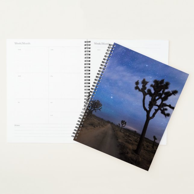 A Desert Road and Joshua Trees at Night Planner (Display)