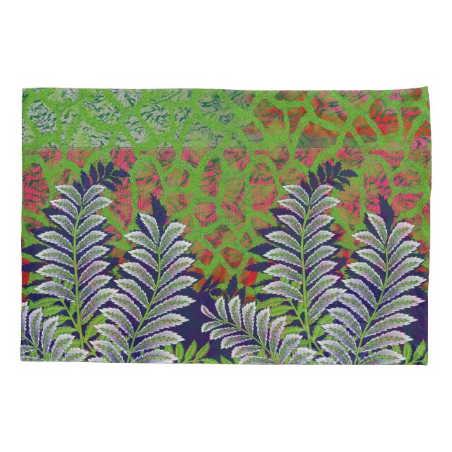 a design of a green and yellow pattern pillowcase (Back)