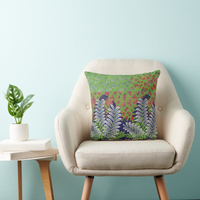 a design of a green and yellow pattern throw pillow (Chair)