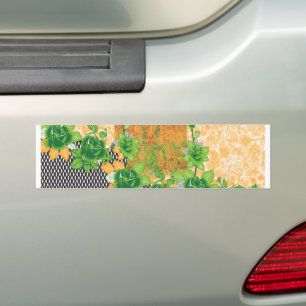a design of a green and yellow wall hanging bumper sticker