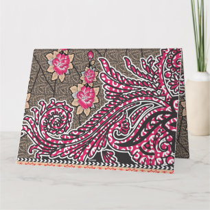a design of a pink and brown paisley pattern thank you card