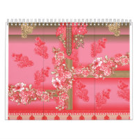 a design of a pink and gold background with a red