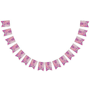 a design of a purple background with dots bunting flags