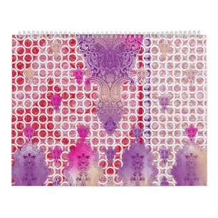 a design of a purple background with dots calendar
