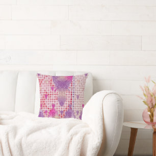a design of a purple background with dots throw pillow