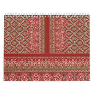 a design of a red and beige pattern_ calendar