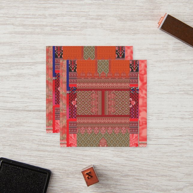 a design of a red and beige pattern loyalty card (Front/Back In Situ)