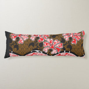 a design of a red and black wall hanging body pillow