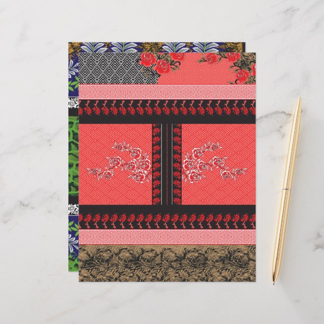 a design of a red and black wallpaper (Front/Back In Situ)