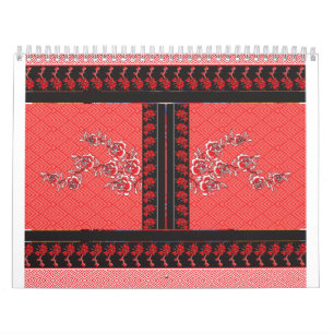 a design of a red and black wallpaper calendar