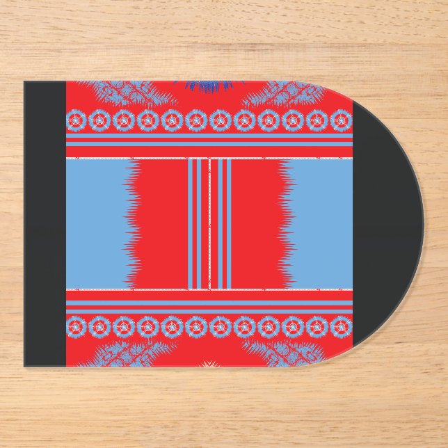 a design of a red and blue pattern acrylic invitations (Front)