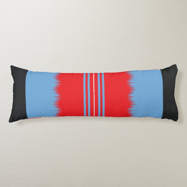 a design of a red and blue pattern body pillow (Front)