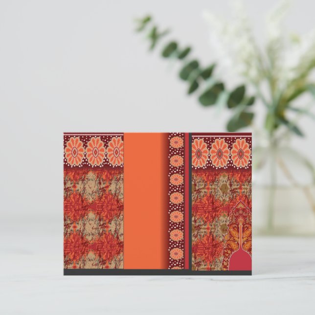 a design of a red and gold pattern postcard (Standing Front)