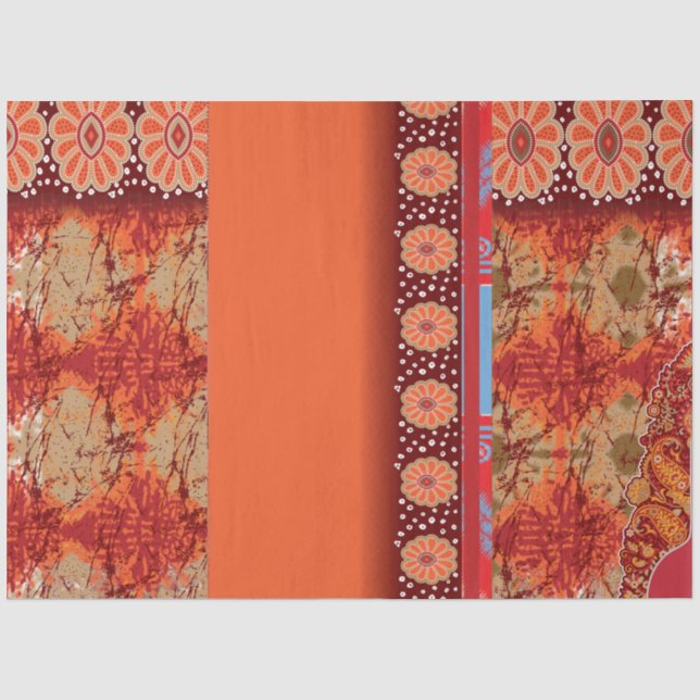 a design of a red and gold pattern tissue paper (Front)
