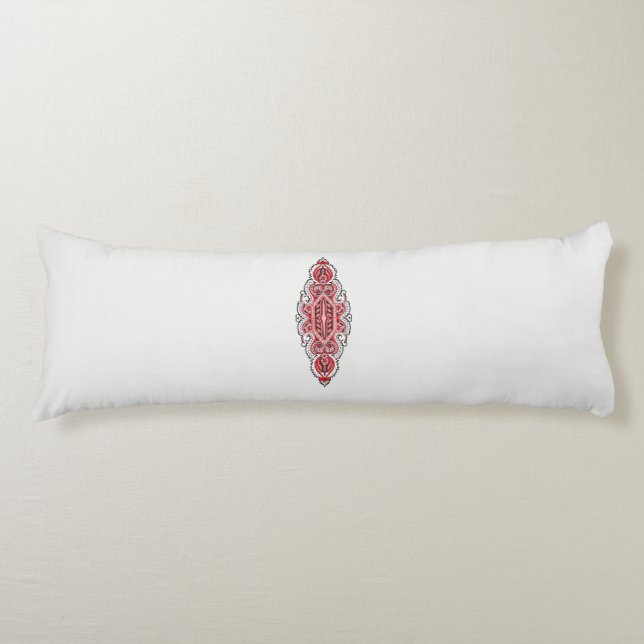 a design of a red and white pattern body pillow (Front)