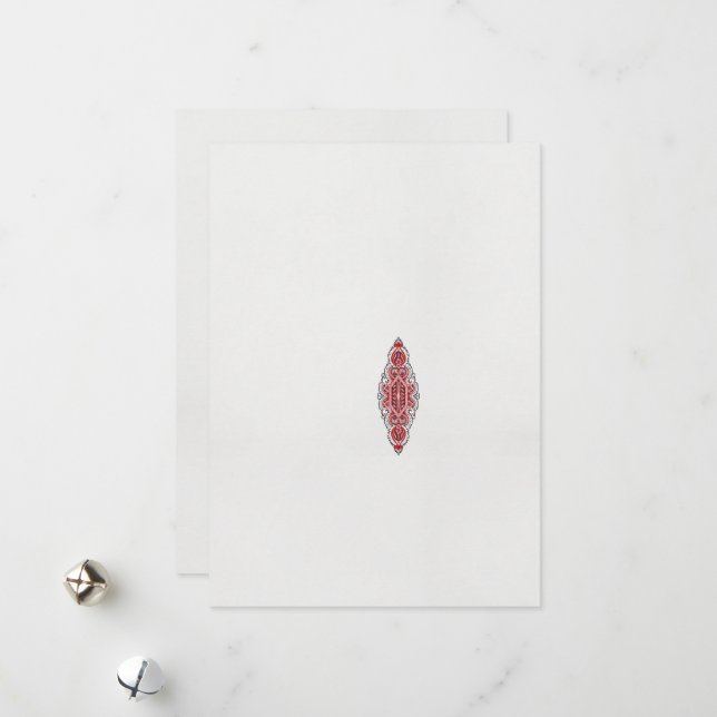 a design of a red and white pattern holiday card (Front/Back In Situ)