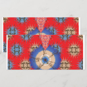  a design of a red background with a blue circle menu