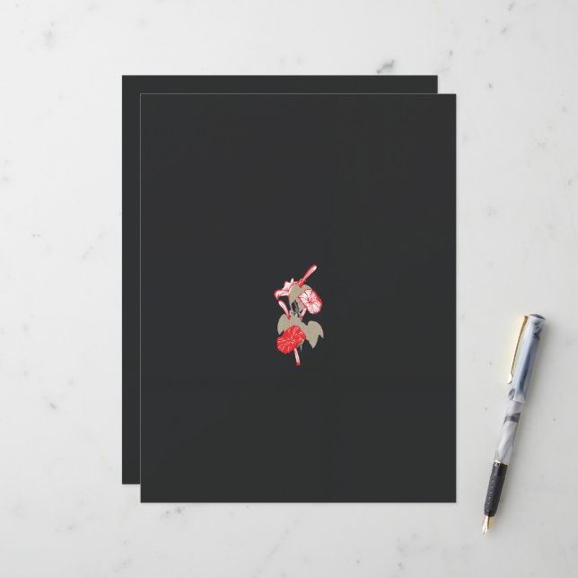a design of a red flower on a white background (Front/Back In Situ)