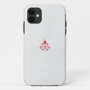 a design of a red flower on a white background iPhone 11 case