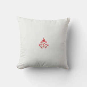 a design of a red flower on a white background throw pillow