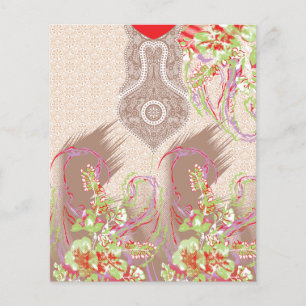 a design of a red vase with flowers on it flyer