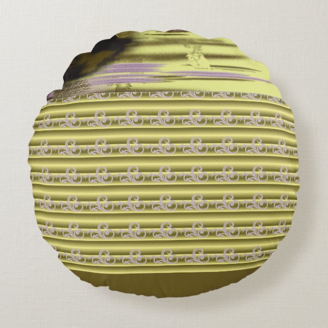a design of a vase with flowers in it round pillow (Front)