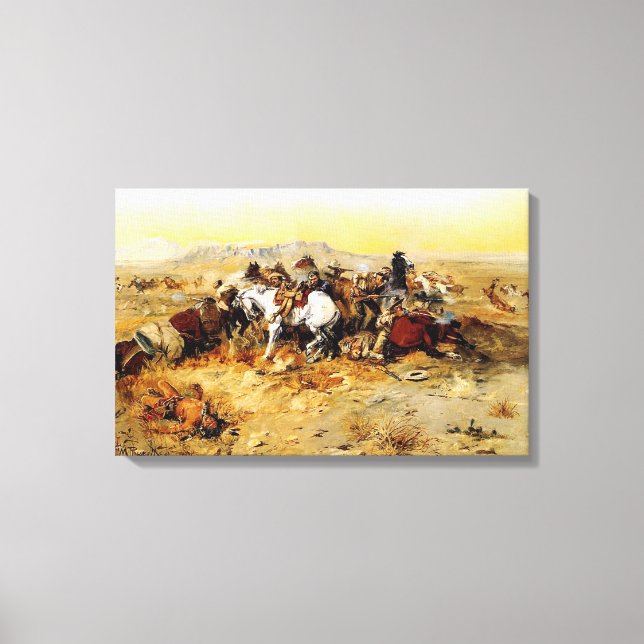 A Desperate Stand by C.M. Russell Canvas Print (Front)