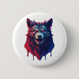 A detailed illustration face evil ninja wolf Premi 2 Inch Round Button