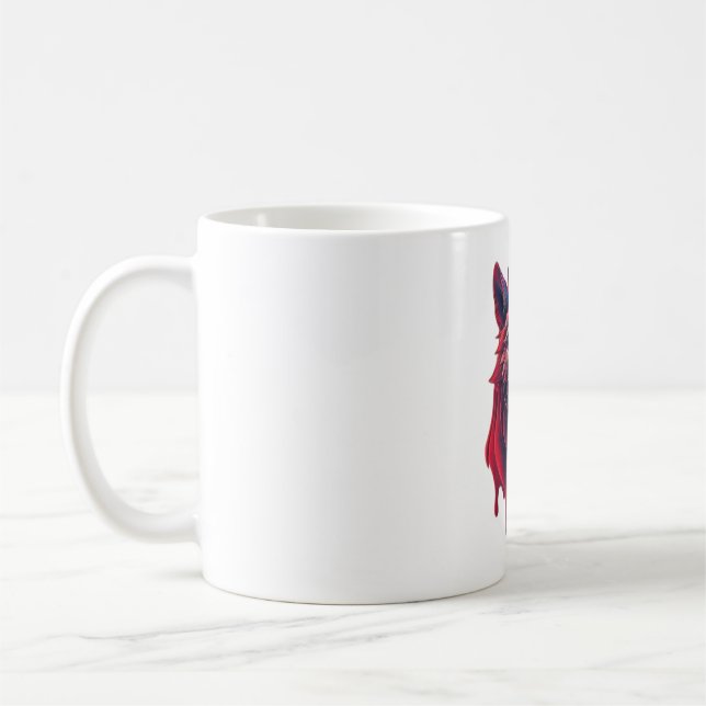 A detailed illustration face evil ninja wolf Premi Coffee Mug (Left)