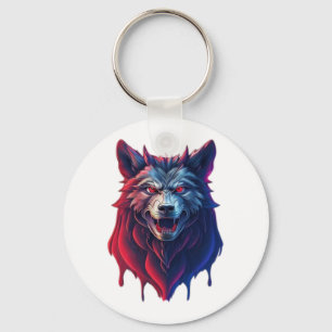 A detailed illustration face evil ninja wolf Premi Keychain