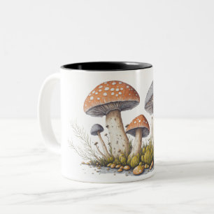A Detailed Illustration of Mushrooms Two-Tone Coffee Mug