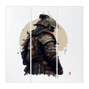 A detailed samurai illustration  triptych