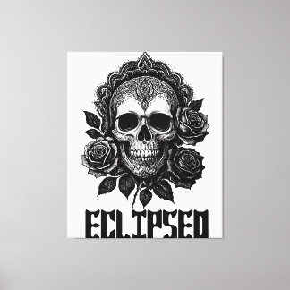 A detailed skull adorned with intricate patterns canvas print