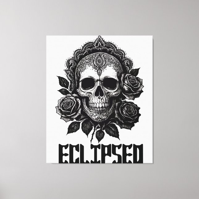 A detailed skull adorned with intricate patterns canvas print (Front)