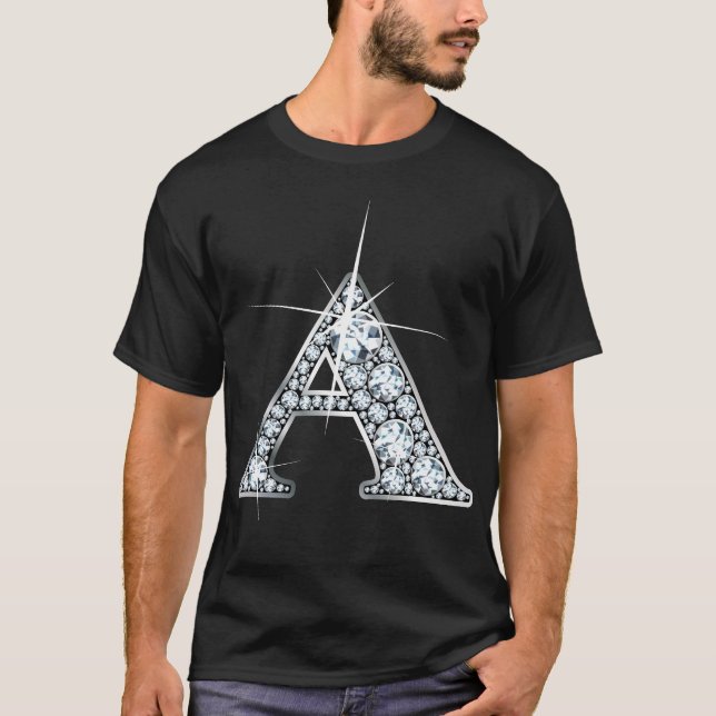 "A" Diamond Bling Print T-Shirt (Front)