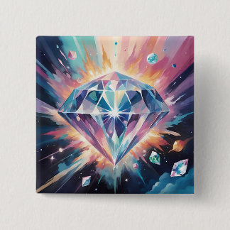 A diamond in space 2 inch square button