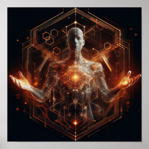 A digital lifeform transforming in virtual space Poster