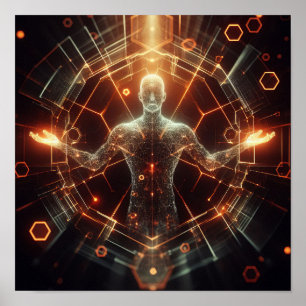 A digital lifeform transforming in virtual space Poster