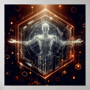 A digital lifeform transforming in virtual space Poster