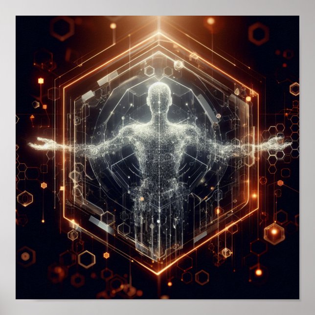  A digital lifeform transforming in virtual space Poster (Front)