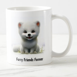A Digital Painting of a Cute Arctic Fox Coffee Mug