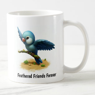 A Digital Painting of a Cute Blue-Headed Parrot Coffee Mug