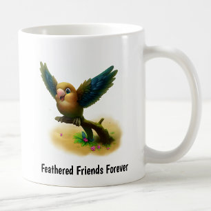 A Digital Painting of a Cute Bronze-Winged Parrot Coffee Mug