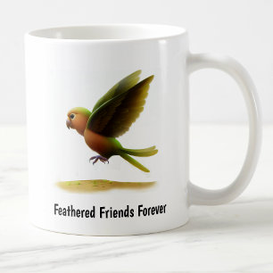 A Digital Painting of a Cute Bronze-Winged Parrot Coffee Mug