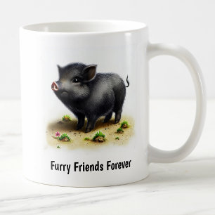 A Digital Painting of a Cute Farm Hog Coffee Mug
