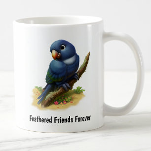 A Digital Painting of a Cute Indigo-Winged Parrot Coffee Mug