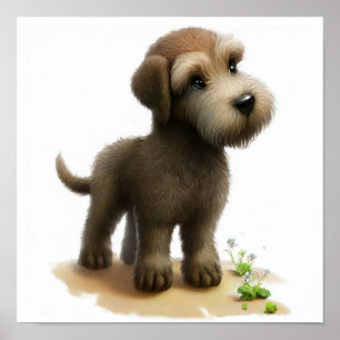 A Digital Painting of a Cute Irish Wolfhound Poster